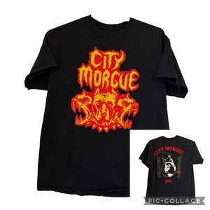 City Morgue 2019 Tour T Shirt Black XL Graphic Print Grim Reaper Globe